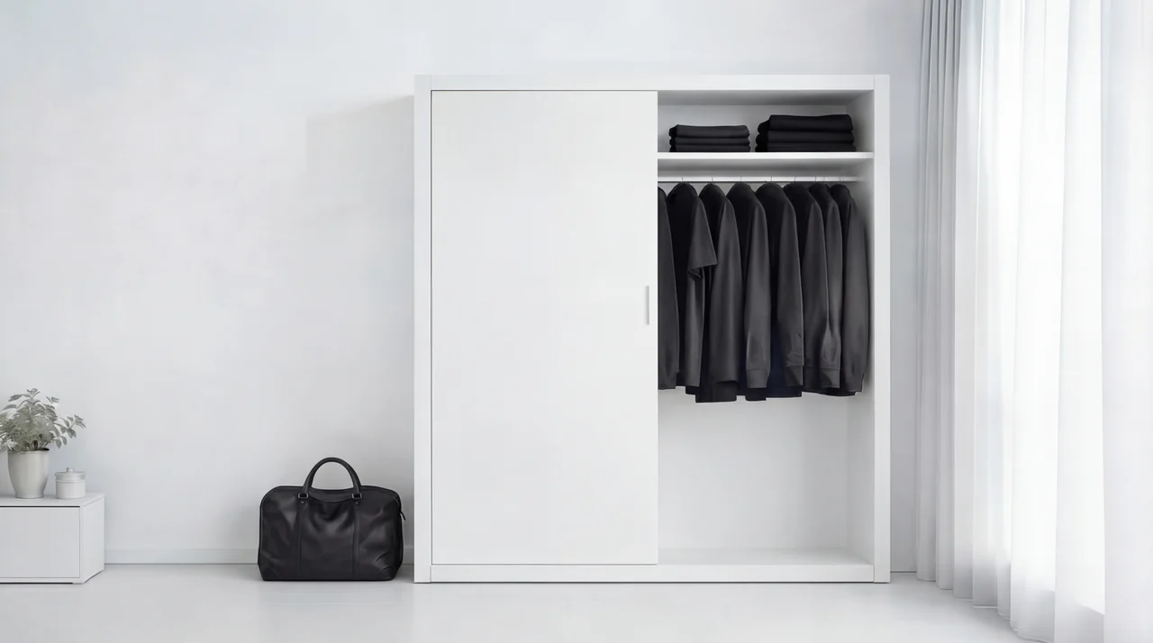 Wardrobe full of black clothes