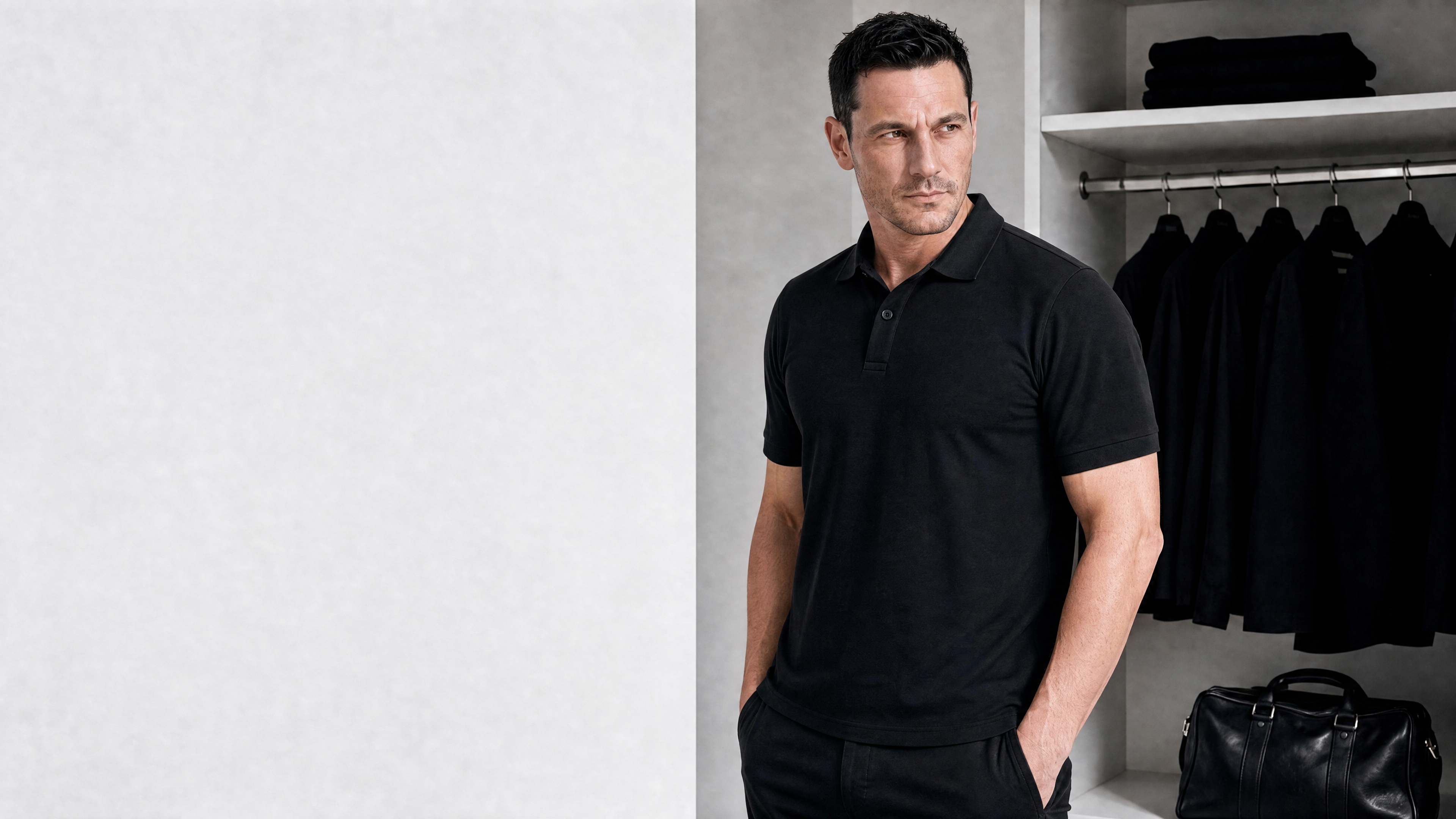 Wardrobe full of black clothes